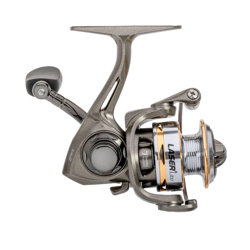 Lew's Lews Laser Lite Spinning Fishing Reel, Size 75 Reel, 6+1 Bearings, 5.0:1 Gear Ratio, Graphite Frame, Reversible Retrieve, Metallic Gray/Silver/Gold - Image 1